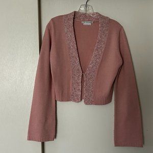 Pink To the Max bell sleeve, cropped, sweater (shrug). Size L